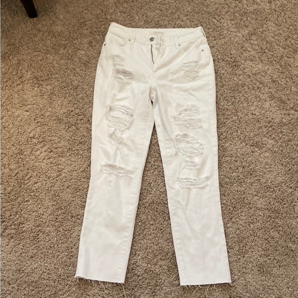 PacSun ripped denim mom jeans white